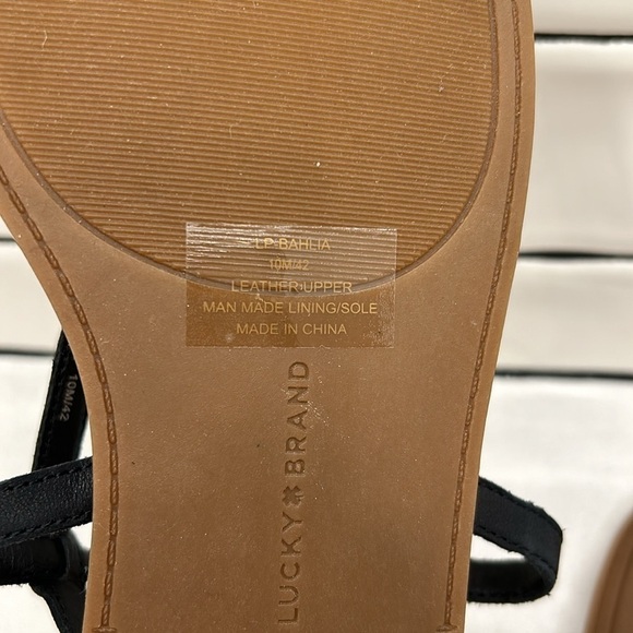 Lucky Brand Black Leather Bahlia Thong Strappy Buckle Sandal Size 10 NWOT - Picture 9 of 16